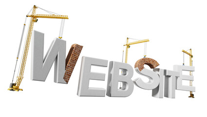 Website under construction on transparent background. 3D illustration