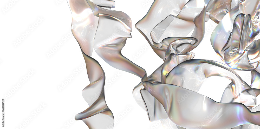 Poster High-resolution image of abstract iridescent fluid shapes in dynamic motion. Perfect for backgrounds, design, and artistic projects.