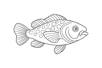 Grouper fish Coloring page , Set of Grouper fish outline, line art Grouper fish 