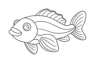 Grouper fish Coloring page , Set of Grouper fish outline, line art Grouper fish 