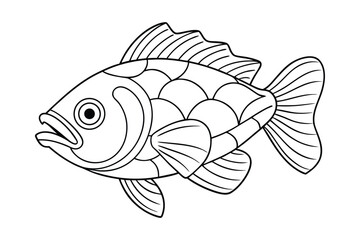 Grouper fish Coloring page , Set of Grouper fish outline, line art Grouper fish 