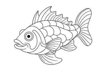 Grouper fish Coloring page , Set of Grouper fish outline, line art Grouper fish 