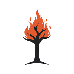 Tree With Flames Replacing Leaves Silhouette Vector