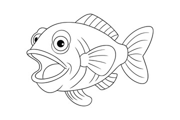 Grouper fish Coloring page , Set of Grouper fish outline, line art Grouper fish 