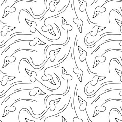 Minimal seamless dog arrow pattern – black dachshund line art on white, minimalist pet design background for fabric, stationery, packaging and branding