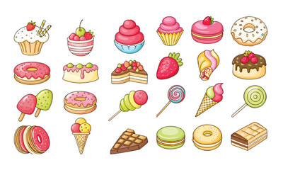 Ice cream cornets set icon