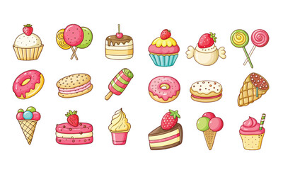 Ice cream cornets set icon