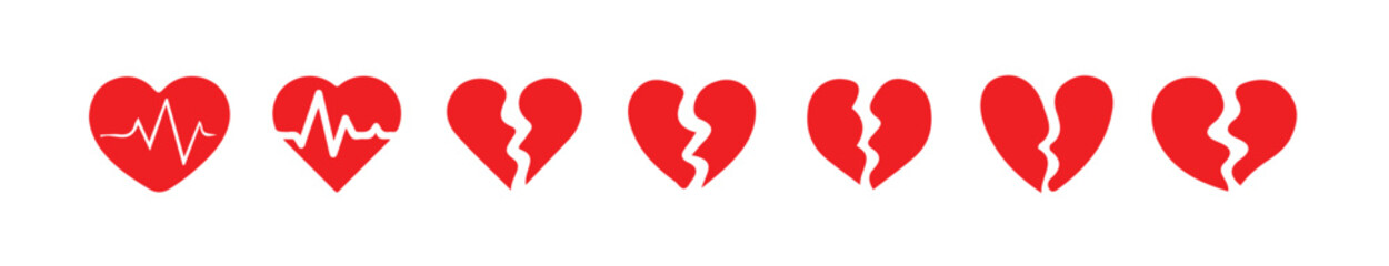 Red love icon shape on white background,Red love heart icon collection. Set of red heart icons,vector illustration eps 10.