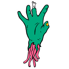 Zombie hand gesture hand drawing style