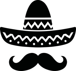 Mexican Hat mustache Scalable SVG Vector Graphic with Editable Paths and Layers for Web, UI Design, Digital Art, and Print Applications