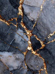 High-detail marble with embedded pyrite crystals and golden metallic streaks, rare natural geological structure
