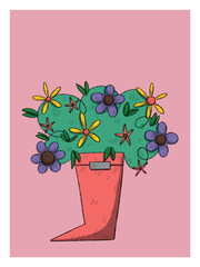 Flowers in a Rubber Boot