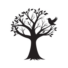 Obraz premium Bird Nest In Tree Silhouette Scene