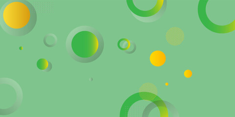 Green and yellow circle banner background. Vector abstract graphic design banner pattern background template.