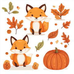 Pumpkins with fox patter