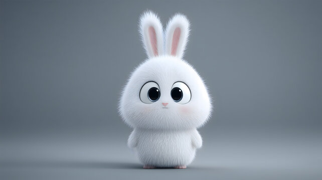 Furry and cute little white rabbit 