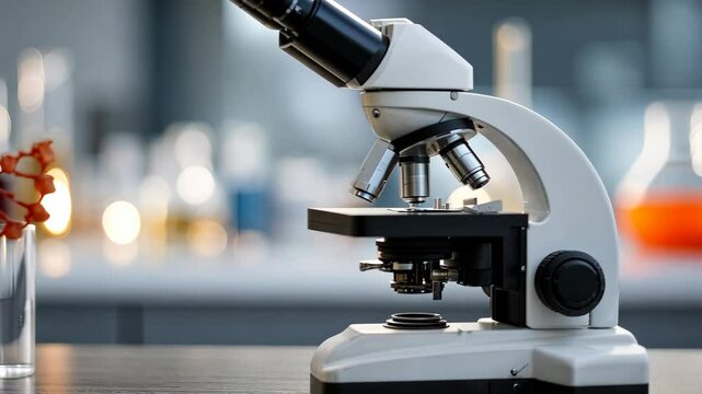 Exploring DNA structures with a microscope in a modern laboratory setting during daylight hours