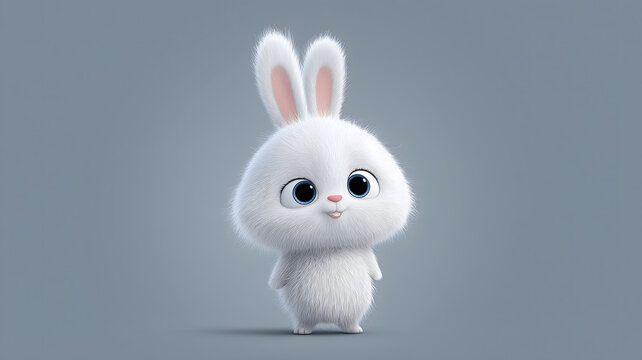 Furry and cute little white rabbit 