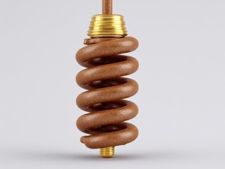 Attractive brown coil shaped bulb optimizing energy efficiency while showcasing a modern aesthetic exemplifying innovation in design and functionality captured with clarity