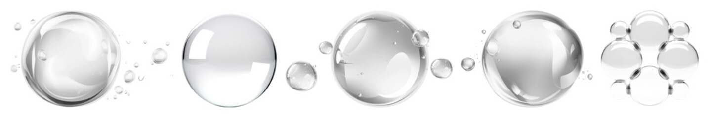Obraz na płótnie Canvas PNG Glossy liquid spheres collection, element set on transparent background