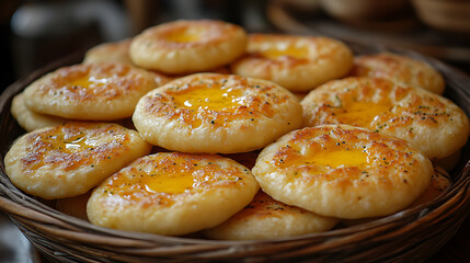 Golden Egg Yolk Flatbreads in a Rustic Basket