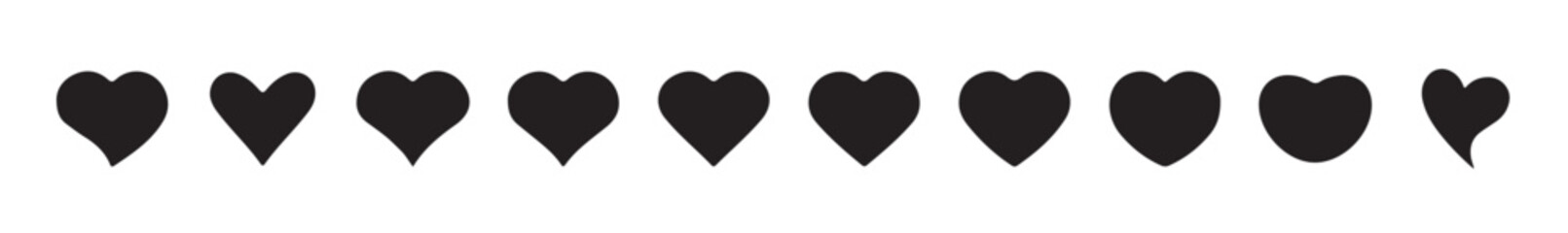 Black Love icon vector art illustration on white background,Heart icons, set of black love icons set, romance or valentine's day, Collection of heart illustration with different style.