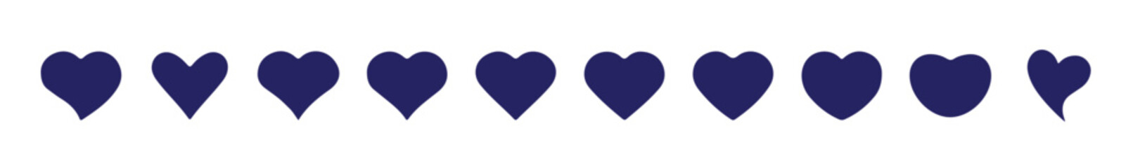 Simple heart icons white black love symbols graphic design elements set,vector illustration eps 10.