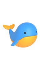 Cute Cartoon Whale with Ocean Animal.