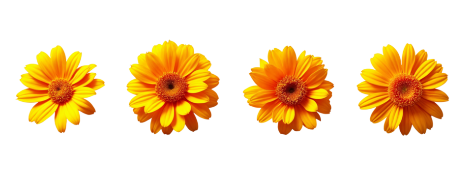 A set of four yellow flowers