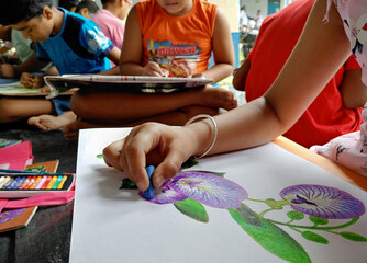 Drawing competition of little kids