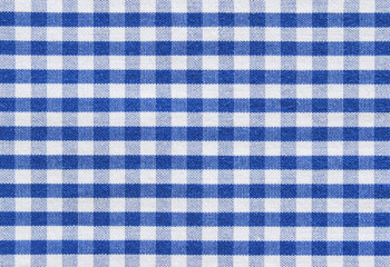 Blue plaid cotton fabric texture as background