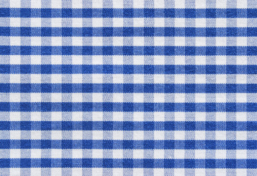 Blue plaid cotton fabric texture as background