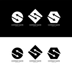 S minimalist and classic logo set design. S flat and simple style with black and white color variation letter logo set in one artboard.
