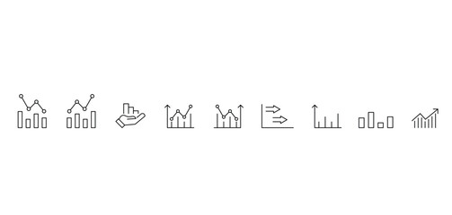 Chart line icons set. Graph, finance report, income growth, stock icons vector.