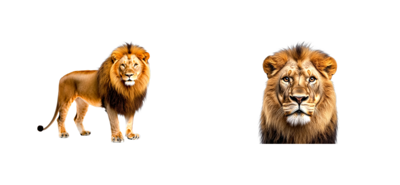 Majestic lion roaming in the savanna animal portraits captivating wildlife. Isolated png set