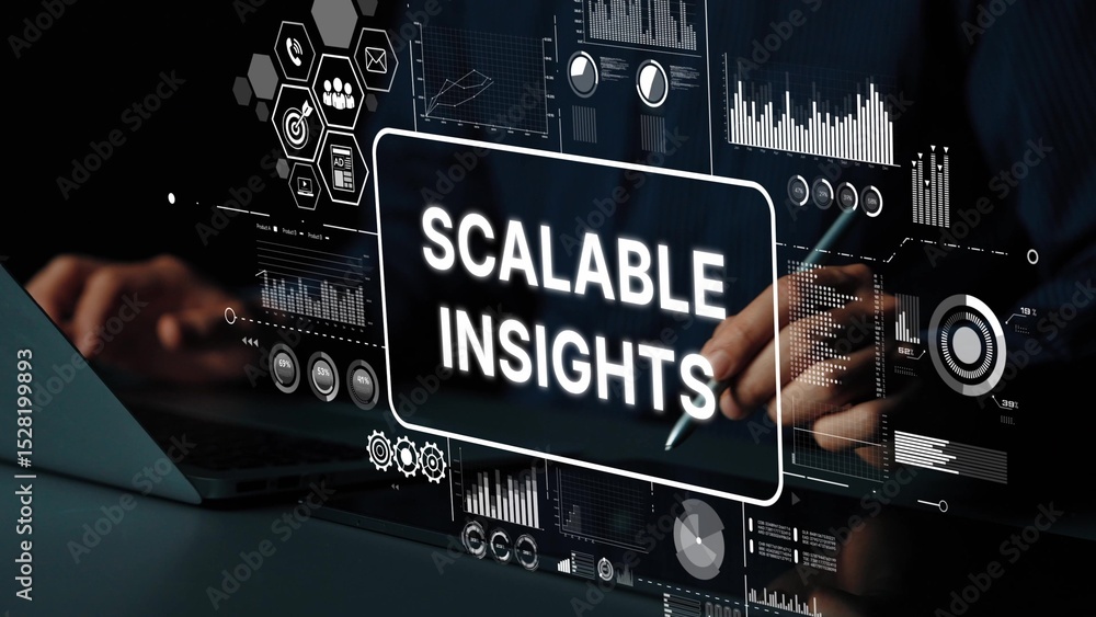 Poster business analytics board with scalable insights for data-driven decisions and strategic planning. as