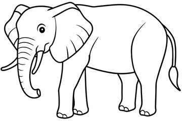Fototapeta premium A line drawing of an elephant isolated on white background