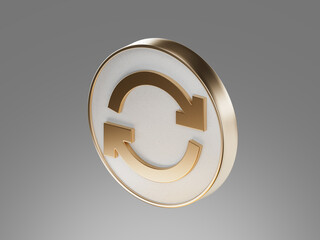 3D render of a circular sync or refresh icon. Represents update, synchronization, repeat, or reloading processes in digital interfaces.