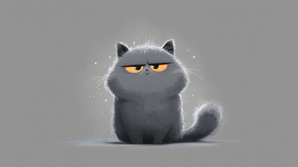 Angry little grey cat 