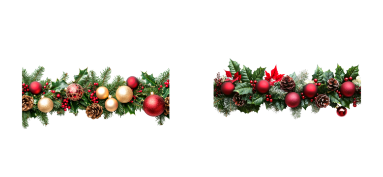 Christmas decorations holiday theme festive ornaments indoor cheer. Isolated png set