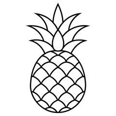 A simple line drawing of a pineapple isolated on white background