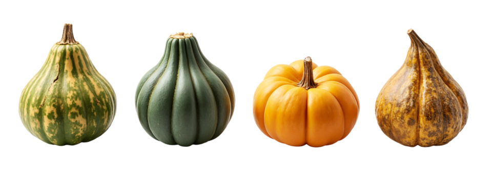A group of three different types of gourds