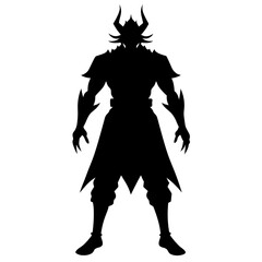 Fototapeta premium A powerful demon silhouette stands isolated on white background