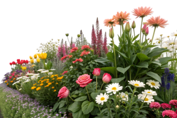 A Vibrant Garden Display of Colorful Summer Flowers