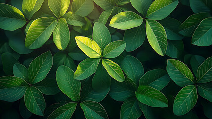 Lush Green Leaves Background - Vibrant Natural Texture