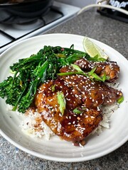 Sticky Citrus Chicken: Asian Glaze & Emerald Broccolini Bowl
