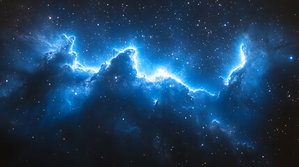 Celestial Nebula Glowing Blue Cosmic Cloudscape