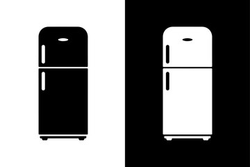 Refrigerator icon Silhouette vector style front view 