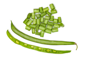 Fresh green beans isolated on a white background, contour