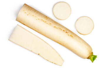 Daikon isolated on a white background, contour.